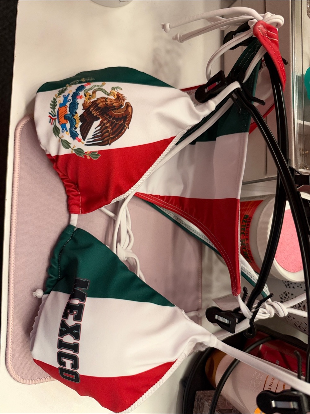 Tri-Color Mexico Flag Bikini Set - White, Red & Green